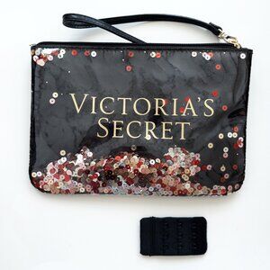 NEW Victoria's Secret Glitter Makeup Bag with Bra Extender